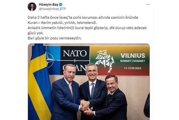 Hüseyin Baş’tan Erdoğan’a İsveç eleştirisi