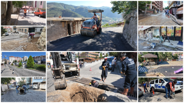 Gümüşhane Belediyesi ekipleri, dört koldan eş zamanlı çalışıyor