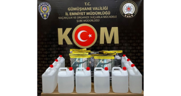 Gümüşhane’de 50 litre etil alkol ve 11 kg bandrolsüz kaçak tütün ele geçirildi