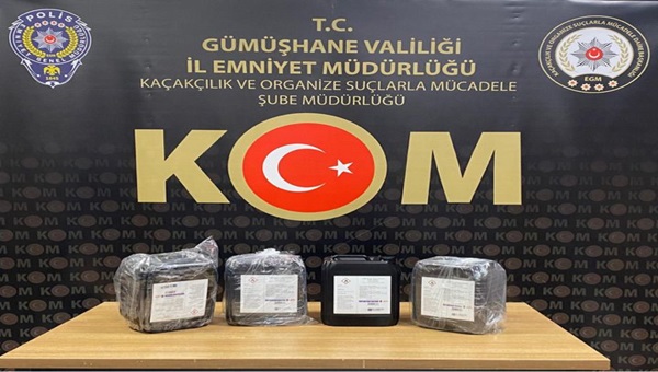 Gümüşhane’de 20 litre etil alkol ele geçirildi