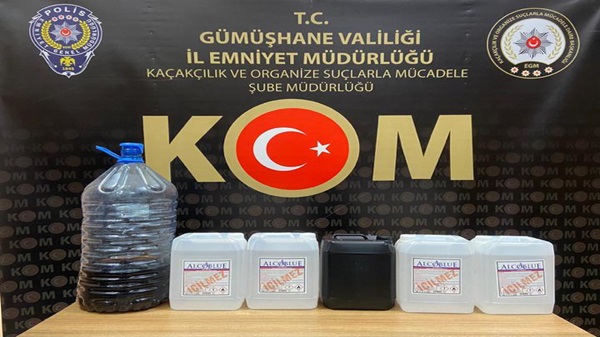 Gümüşhane’de Kaçak Alkol Operasyonu: 30 Litre Sahte Alkol Ele Geçirildi